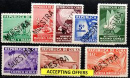 30004   Cuba 1936 Gen. Maximo Gomez Complete Set Hand Stamped "Muestra . - Geschnittene, Druckproben Und Abarten