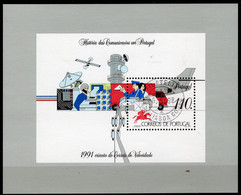 Moderne Post 1991 Portugal Block 80 O 3€ Kommunikation Symbol Technik Bloque Hoja Space S/s Bloc Art Ms Sheet Bf Technic - Oblitérés