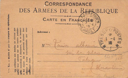 France Correspondance Des Armées De La République  - Carte En Franchise - Correspondance Du 29 Mars 1918 - Covers & Documents