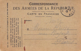 France Correspondance Des Armées De La République  - Carte En Franchise - Reçu De Colis - Brieven En Documenten