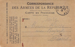 France Correspondance Des Armées De La République  - Carte En Franchise - Reçu De Colis - Briefe U. Dokumente