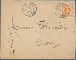 Korea: 1900, Plum Blossoms 3 Ch. Tied "CHEMULPO 14 AOUT 00" To Small Size Cover To Seoul. Vertical B - Korea (...-1945)