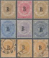 Malaiische Staaten - Straits Settlements - Post In Bangkok: 1882-85 Part Set Of Nine QV Stamps Optd. - Straits Settlements