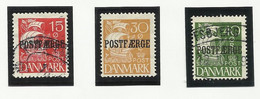 DANEMARK 1927 N° 187 à 189 POSTFEARGE Oblitérés Denmark Danmark - Used Stamps