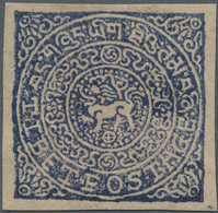 Tibet: 1914, 4 T. Blackish Blue , Unused No Gum As Issued, Part Scrap Paper On Reverse (Michel Cat. - Asia (Other)