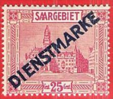 MiNr.14 D X (Falz) Deutsche Abstimmungsgebiete  Saargebiet Dienstmarken - Servizio