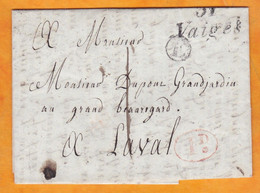 1836 - Cursive 51 VAIGES, Mayenne Sur Lettre Pliée Avec Corresp Fraternelle Vers Laval - Décime Rural - Facteur Boitier - 1801-1848: Vorläufer XIX