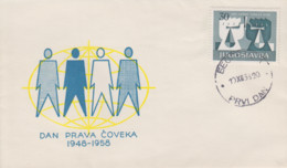 Enveloppe   FDC  1er  Jour   YOUGOSLAVIE    10éme  Anniversaire  Déclaration  Universelles  Droits  De  L' Homme   1958 - FDC