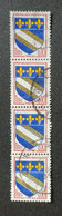 FRANCE : N° 1353 - Blason De Troyes (bande De 4) - Décalage Couleur Jaune - Used Stamps