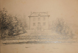 Dessin Au Crayon. Une Maison Dans Une Forêt. 1859. - Prints & Engravings
