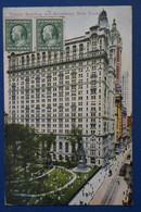 AP5 ETATS UNIS  BELLE CARTE  1910 NEW YORK POUR PARIS FRANCE + PAIRE DE TP+ AFFRANCHISSEMENT INTERESSANT - Briefe U. Dokumente