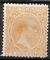 España 0225 (*) Alfonso XIII. Pelon. 1889. Sin Goma - Nuevos