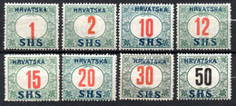 649.CROATIA-SLAVONIA.1918 POSTAGE DUE #2LJ2-2LJ9  MH SIGNED PAPE - Ungebraucht