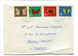 PAPILLONS - RFA.1962 - Série De 4 Timbres Sur Lettre Pour La France - Mariposas