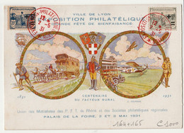 FRANCE CP Cad Rouge EXPOSITION PHILATELIQUE DE LYON 2 5 1931 SUP N°164+165 +ERINOPHILIE - 1921-1960: Modern Period