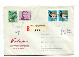 SUISSE 1972 - Affranchissement Sur Lettre Recommandée Pour La France - Oiseaux / Canard - Marcophilie