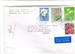 JAPON 1991 - Affranchissement Sur Lettre Pour La France - Fleurs - Storia Postale