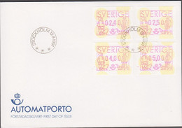 1991. SVERIGE. AUTOMATPORTO 4 Ex On FDC 12 4 1991.  (MICHEL AU 1) - JF515734 - Viñetas De Franqueo [ATM]