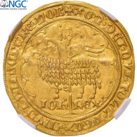 France, Jean II Le Bon, Mouton D'or, 1355, Trésor De Pontivy, Or, NGC, SUP - 1350-1364 Jean II Le Bon