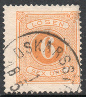 SUECIA – SWEDEN Sello Usado Para Uso En TASA (TAXE) CIFRA X 6 ö. Dentado 14 Año 1874 – Valorizado En Catálogo € 85,00 - Revenue Stamps