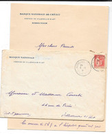 BANQUE NATIONALE DE CREDIT à VILLENEUVE S/LOT - Papier à Entête Et Enveloppe  (DE CREDIT Gratté Sur Enveloppe)  1934 - Banco & Caja De Ahorros