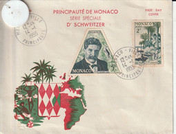 Très Beau Document  PRINCIPAUTE DE MONACO Série Spéciale Dr SCHWEITZER   1955 - Usati