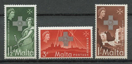 MALTE 1957 N° 256/258 ** Neufs MNH Superbes Anniversaire De La Remise De La George Cross Guerrière La Valette - Malta
