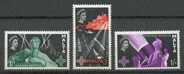 MALTE 1958 N° 262/264 ** Neufs MNH Superbes George Cross Croix Attaque Du 26 Juillet Défense Contre Avions - Malta