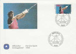 BERLIN FDC 1988 LANCEMENT DU MARTEAU - Frankeermachines (EMA)