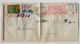 GABON 1977  - Affranchissement Sur Lettre Par Avion Pour La France - Train / Automobile / Banane - Gabón (1960-...)