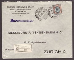 Regno, 2 Lire Floreale Isolato Su Raccomandata Per La Svizzera Del 1924      -EC90 - Marcophilie