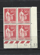 CD85 Coin Daté Type Paix  YT 283  -  Tirage  Du  14-01-1937 - 1930-1939