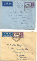 TWO AIRMAIL COVERS - POSTAL STATIONERY - GOOD CHURCHGATE STREET BOMBAY POSTMARK 1947 - Poste Aérienne