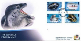 2021-11- BRITISH ANTARCTIC- BAT -  ANIMALS BLUE BELT           FDC      4V      MNH** - FDC