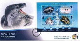 2021-11- BRITISH ANTARCTIC- BAT -  ANIMALS BLUE BELT             FDC     4V      MNH** - FDC