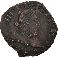 Monnaie, France, Henri III, Double Tournois, 1586, La Rochelle, TTB, Cuivre - 1574-1589 Henri III