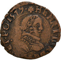 Monnaie, France, Henri III, Double Tournois, 1579, Dijon, TB+, Cuivre - 1574-1589 Henry III