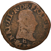 Monnaie, France, Henri III, Double Tournois, 1581, Tours, B+, Cuivre - 1574-1589 Henri III