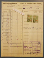 1939 Banque De La Société Générale De Belgique - Bruxelles > Lyon (Saint Olive Cambefort) - Timbres Fiscaux Belges - Banco & Caja De Ahorros