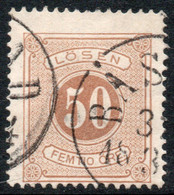 SUECIA – SWEDEN Sello Usado Para Uso En TASA (TAXE) CIFRA X 50 ö. Dentado 14 Año 1874 – Valorizado En Catálogo € 45,00 - Revenue Stamps