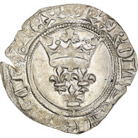 Monnaie, France, Charles VI, Florette, Paris, TTB, Billon, Duplessy:387A - 1380-1422 Charles VI The Beloved