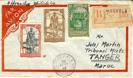 1942- Enveloppe RECC. Par Avion De MARKALA Affr. à 7,95 F.  Pour Tanger ( Maroc ) - Covers & Documents