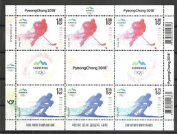 SLOVENIA,SLOWENIEN 2018,WINTER OLYMPIC GAMES  PYEONGCHANG,KOREA 2018,SHEET,MNH - Invierno 2018 : Pieonchang