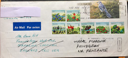 CANADA 2000, POSTAL BIRD STATIONARY COVER AIRMAIL USED MONTREAL QUBEC TO ENGLAND,SLOGAN 7 DIFFERENT FRUIT STAMPS!!! - Cartas & Documentos