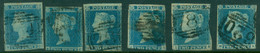 GB 1841 QV 2d Blue, Asst (6) Faults FU - Usati