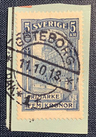 1903 General Post Office 5 Kr Blue RARE XF QUALITY ! Facit 65, Yvert 50 Cds GÖTEBORG 1913 (Suède Schweden Sweden - Used Stamps