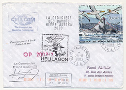 TAAF - Env Affr 0,46 Albatros - Alfred Faure Crozet 28/8/2003 - Helilagon + La Croisière Des Barbus + Marion Dufresne - Covers & Documents