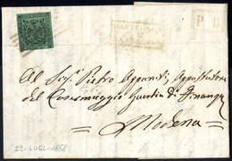 Cover 1852, "Castelnovo Di Garfagnana", Annullo In Cartella Su Fronte Di Lettera Del 22.7.1858 Per Modena Affrancata Con - Modena