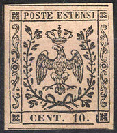 (*) 1852, 10 Cent. Rosa, Con Punto Dopo Le Cifre, Senza Gomma (Sass. 9) - Modena