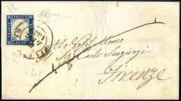 Cover 1859, Lettera Da Fivizzano Il 21.7. Affrancata Con 20 C. Azzurro Scuro Della IV Emissione Di Sardegna Usato Nell`O - Modena